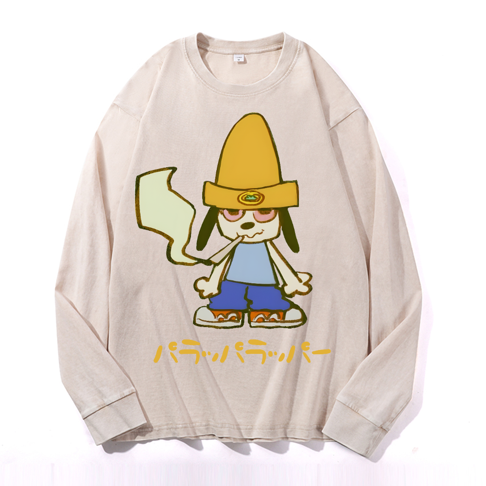 PaRappa the Rapper Vintage Cotton Wash Long-sleeve T-shirt