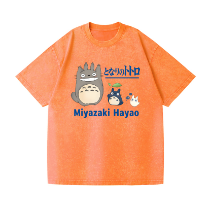 Ghibli Miyazaki Hayao Totoro Anime Vintage Wash Japanese Design T-Shirt