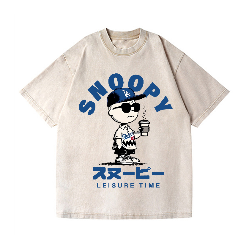 Dodgers Snoopy Vintage Wash Japanese Design T-Shirt