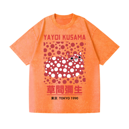 Yayoi Kusama Cat Vintage Wash Japanese Design T-Shirt
