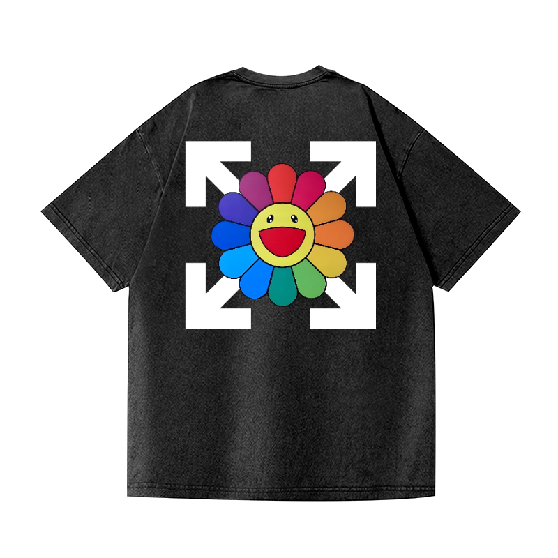 TM Sunflowers Vintage Wash Japanese Design Back Art T-Shirt