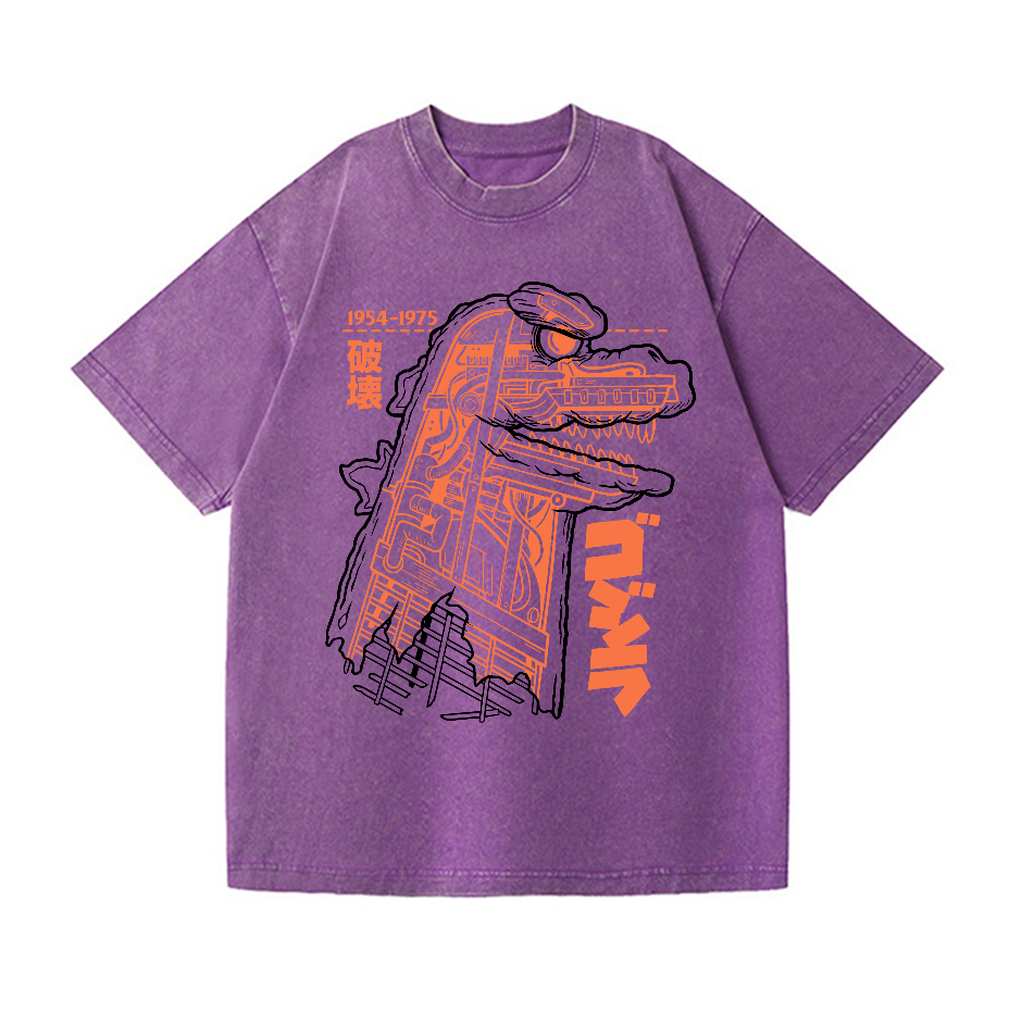 Mecha Kaiju Vintage Wash Japanese Design T-Shirt