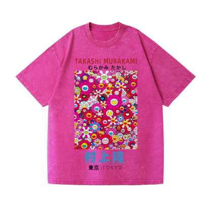 Takashi Murakami Sunflower Vintage Wash Japanese Design T-Shirt