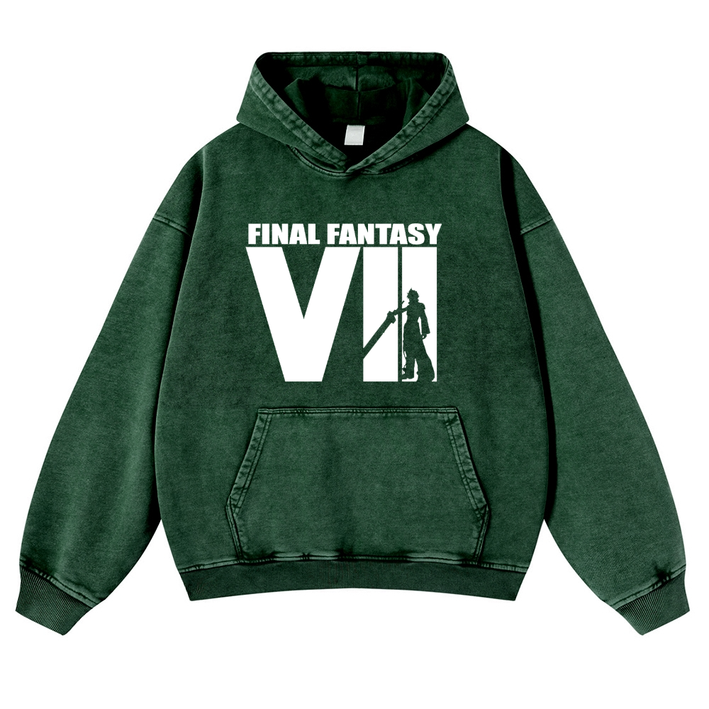 Final Fantasy Vintage Washed Thick Cotton Hoodie