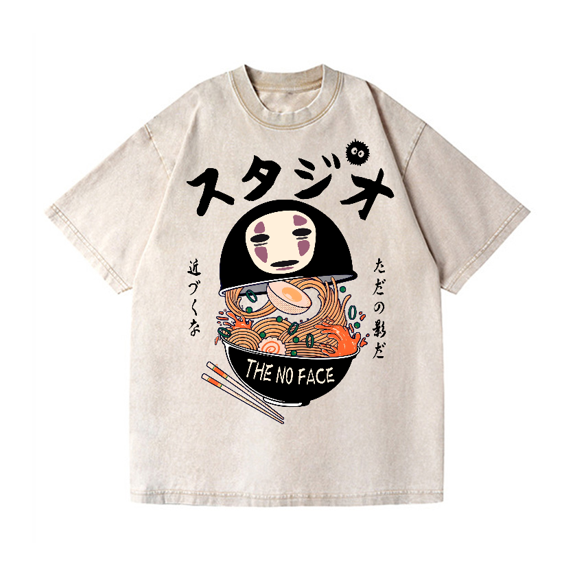Ghibli No Face Kaonashi Ramen Vintage Wash Japanese Design T-Shirt