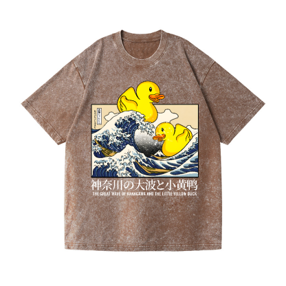Great Wave Katsushika Hokusai Duck Vintage Wash Japanese Design T-Shirt
