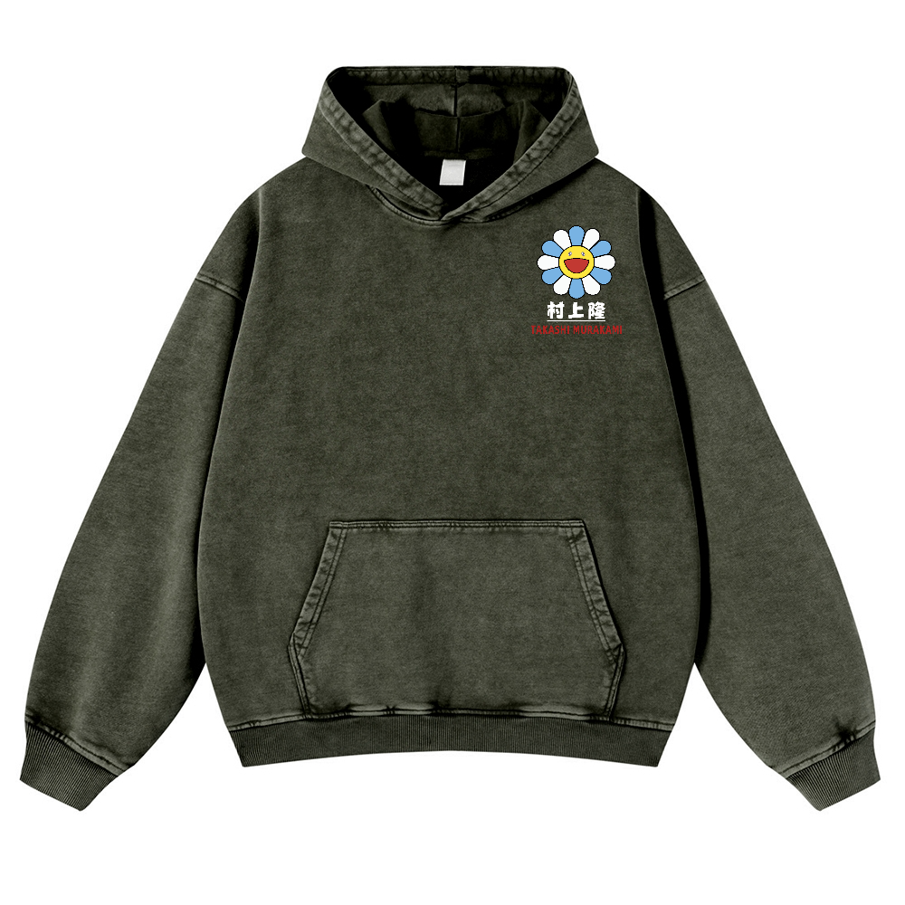 TM Flower Vintage Washed Cotton Back Art Hoodie