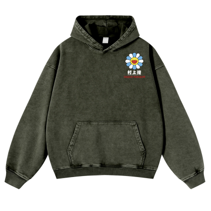 TM Flower Vintage Washed Cotton Back Art Hoodie