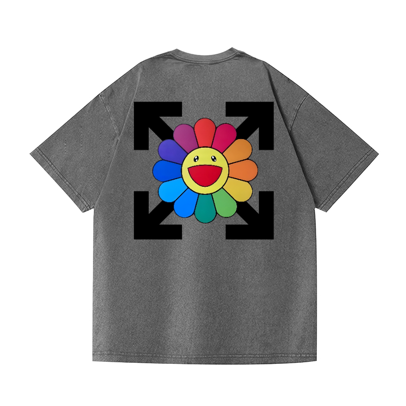 TM Sunflowers Vintage Wash Japanese Design Back Art T-Shirt