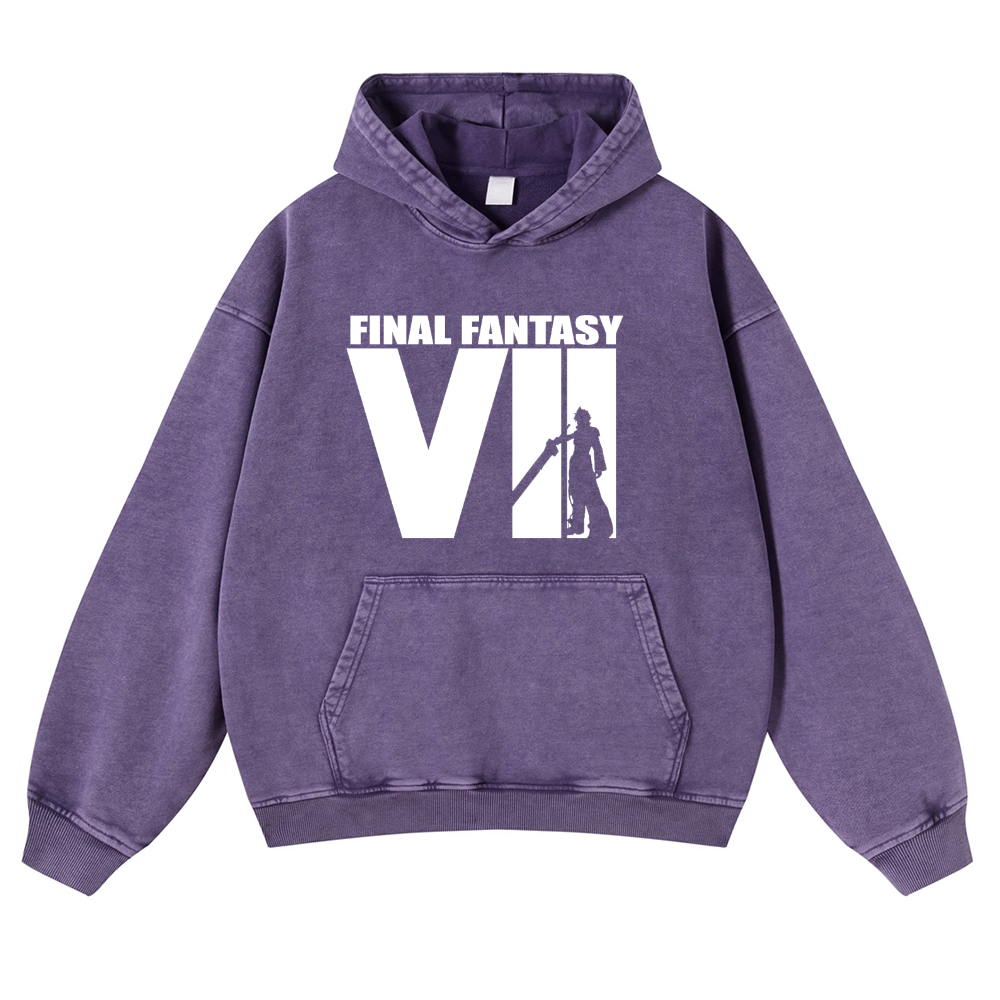Final Fantasy Vintage Washed Thick Cotton Hoodie