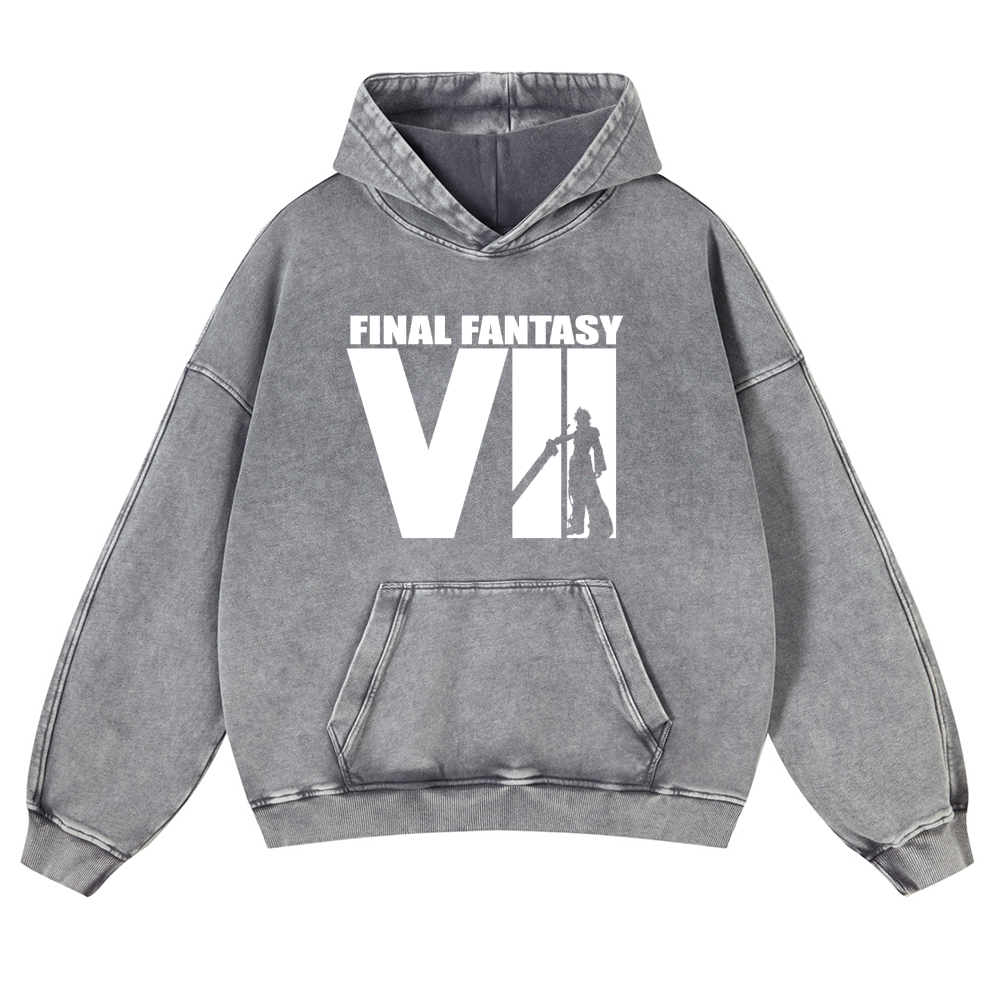 Final Fantasy Vintage Washed Thick Cotton Hoodie