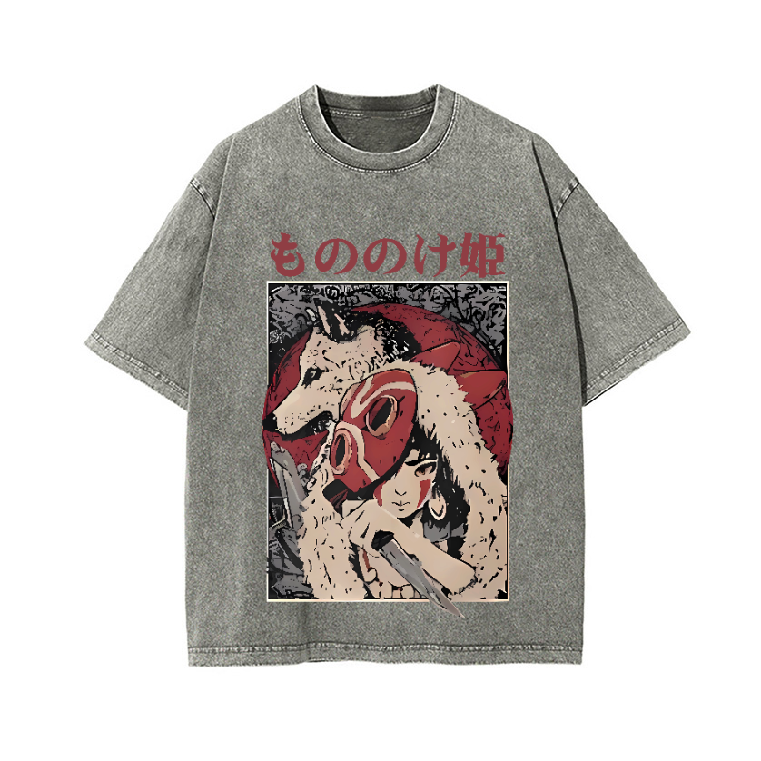 Ghibli Princess Mononoke Vintage Wash Japanese Design T-Shirt