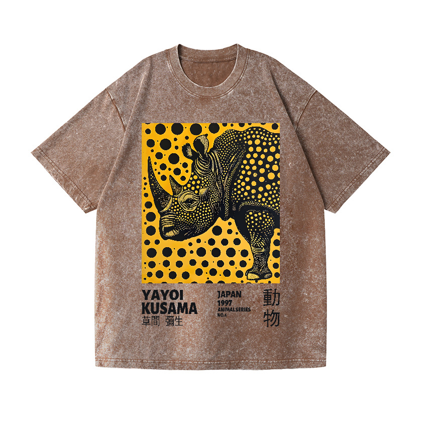 Yayoi Kusama Rhinoceros Vintage Wash Japanese Design T-Shirt