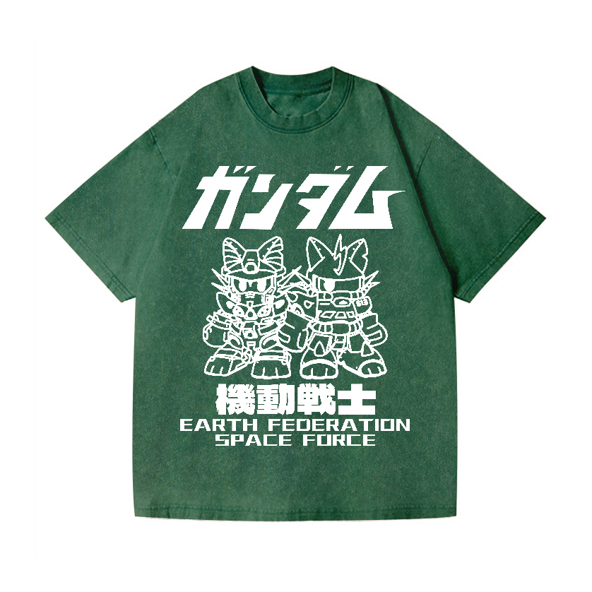 Gundam Cat Vintage Wash Japanese Design T-Shirt