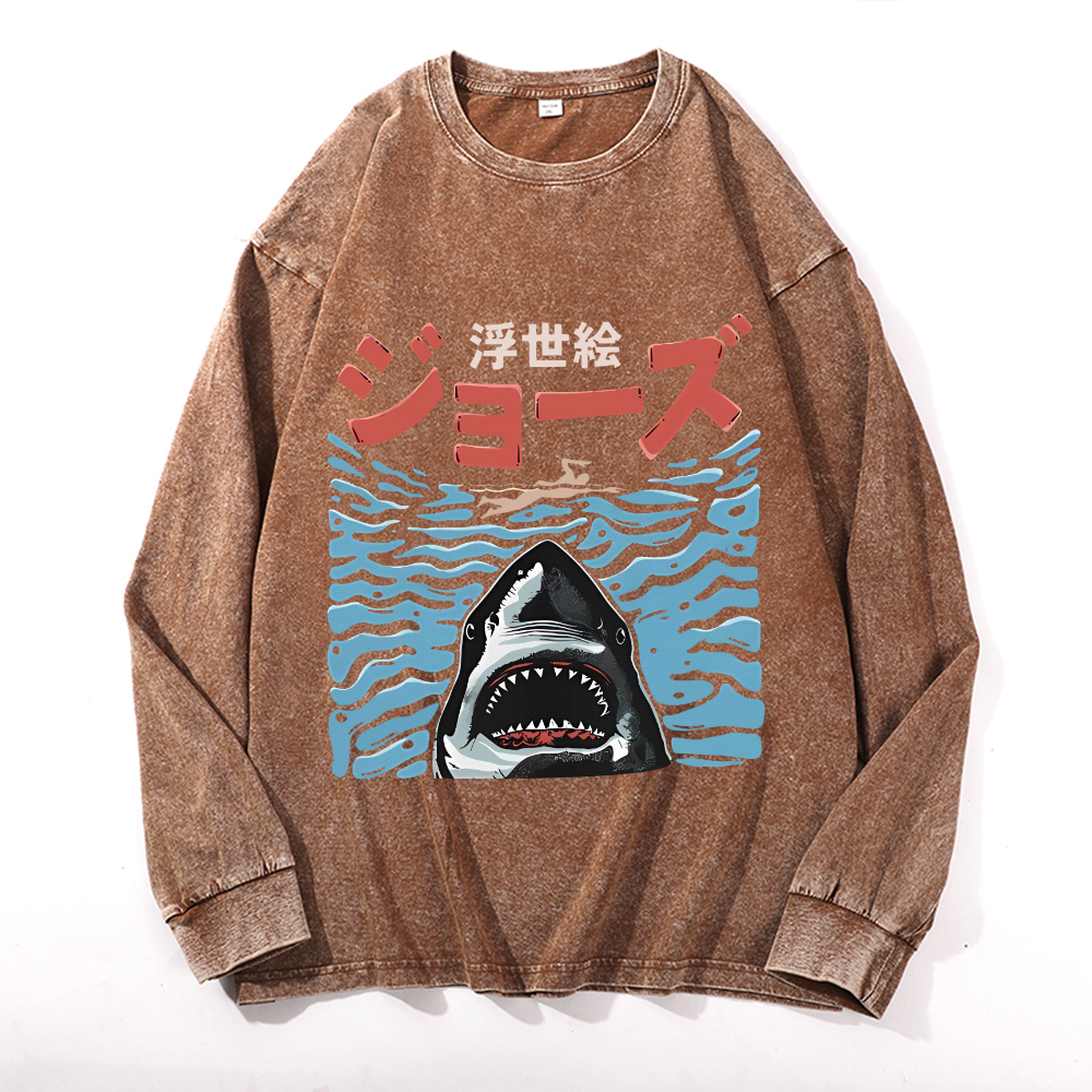Jaws Vintage Cotton Wash Crewneck Sweatshirt