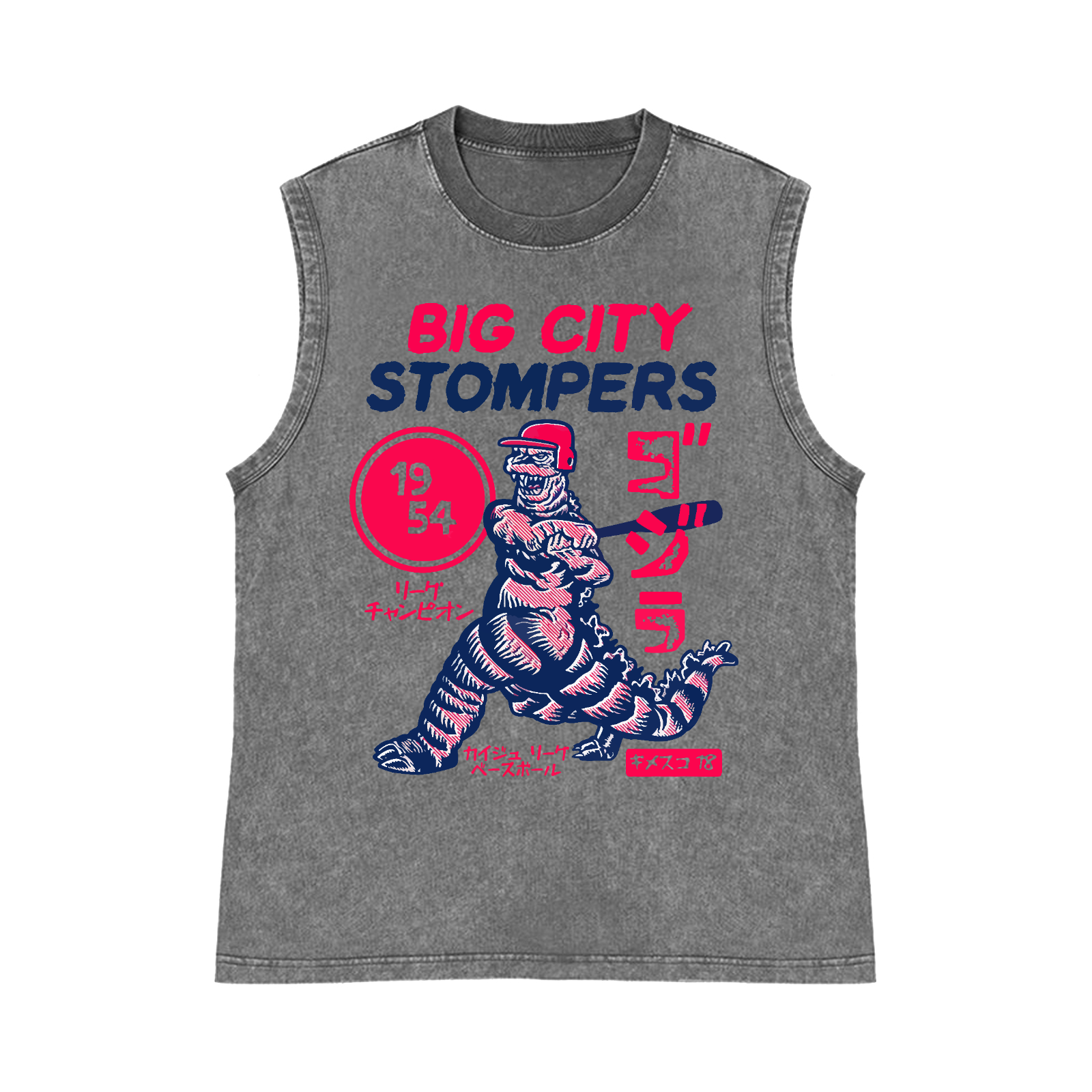 Kaiju Baseball Pure Cotton Wash-Dyed Sleeveless Tank Top