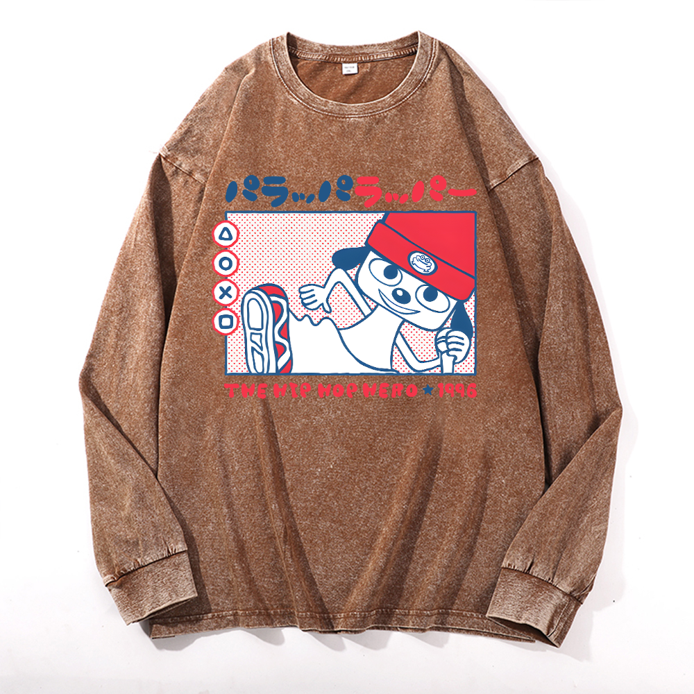 PaRappa the Rapper Vintage Cotton Wash Long-sleeve T-shirt