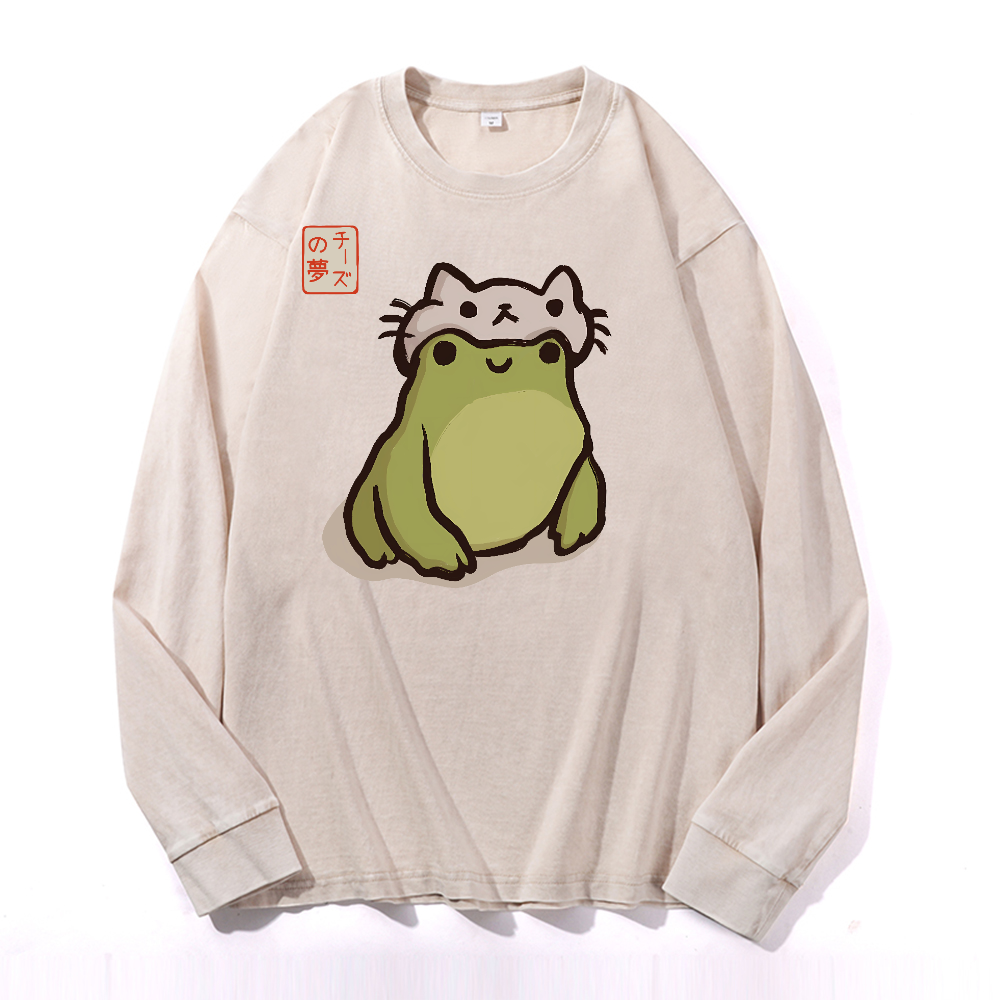 Matsumoto Hoji Frog Vintage Cotton Wash Crewneck Sweatshirt