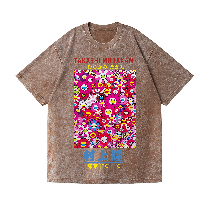 Takashi Murakami Sunflower Vintage Wash Japanese Design T-Shirt