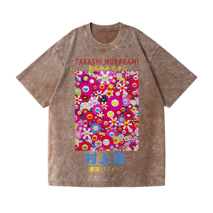 Takashi Murakami Sunflower Vintage Wash Japanese Design T-Shirt