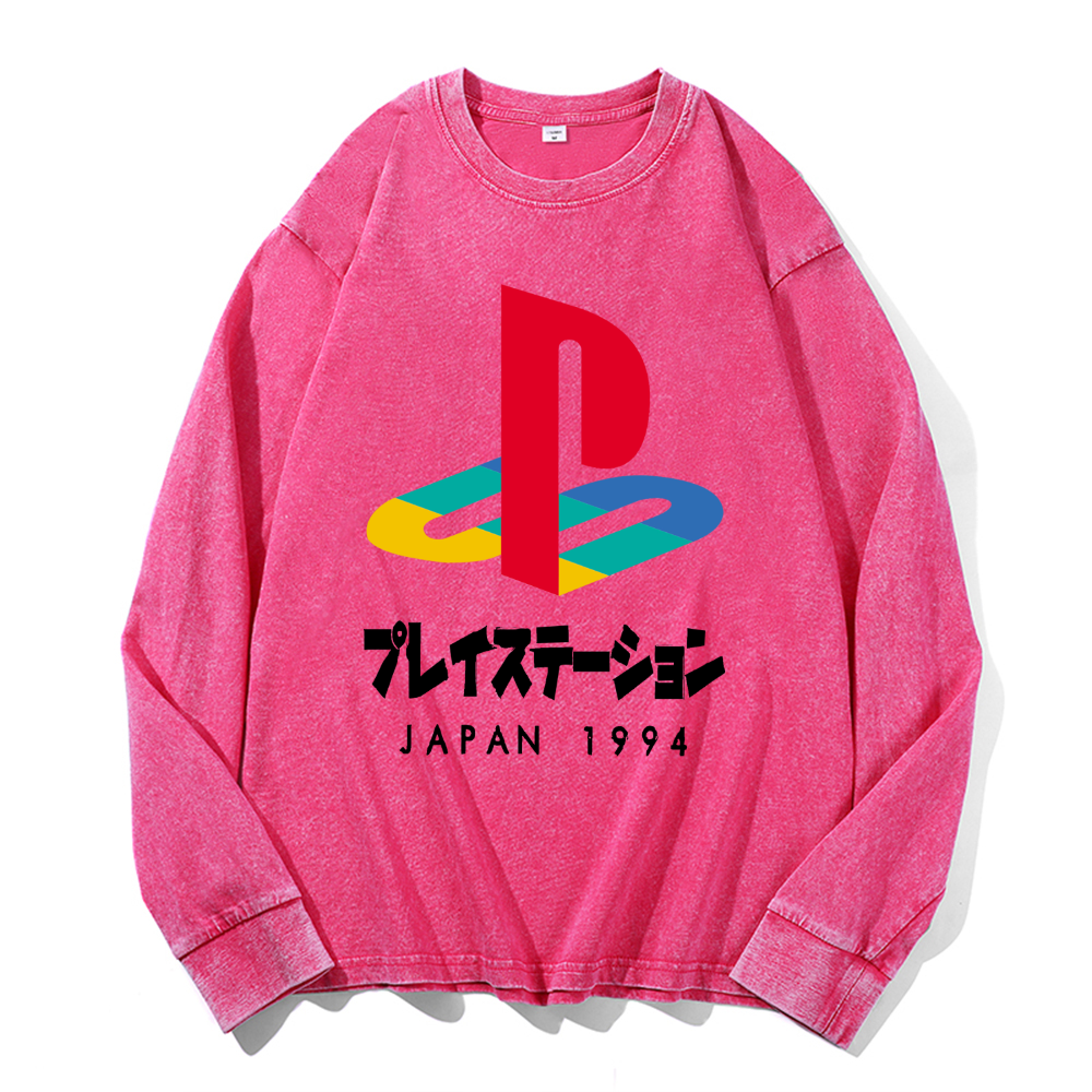 Play Station Vintage Cotton Wash Crewneck Sweatshirt