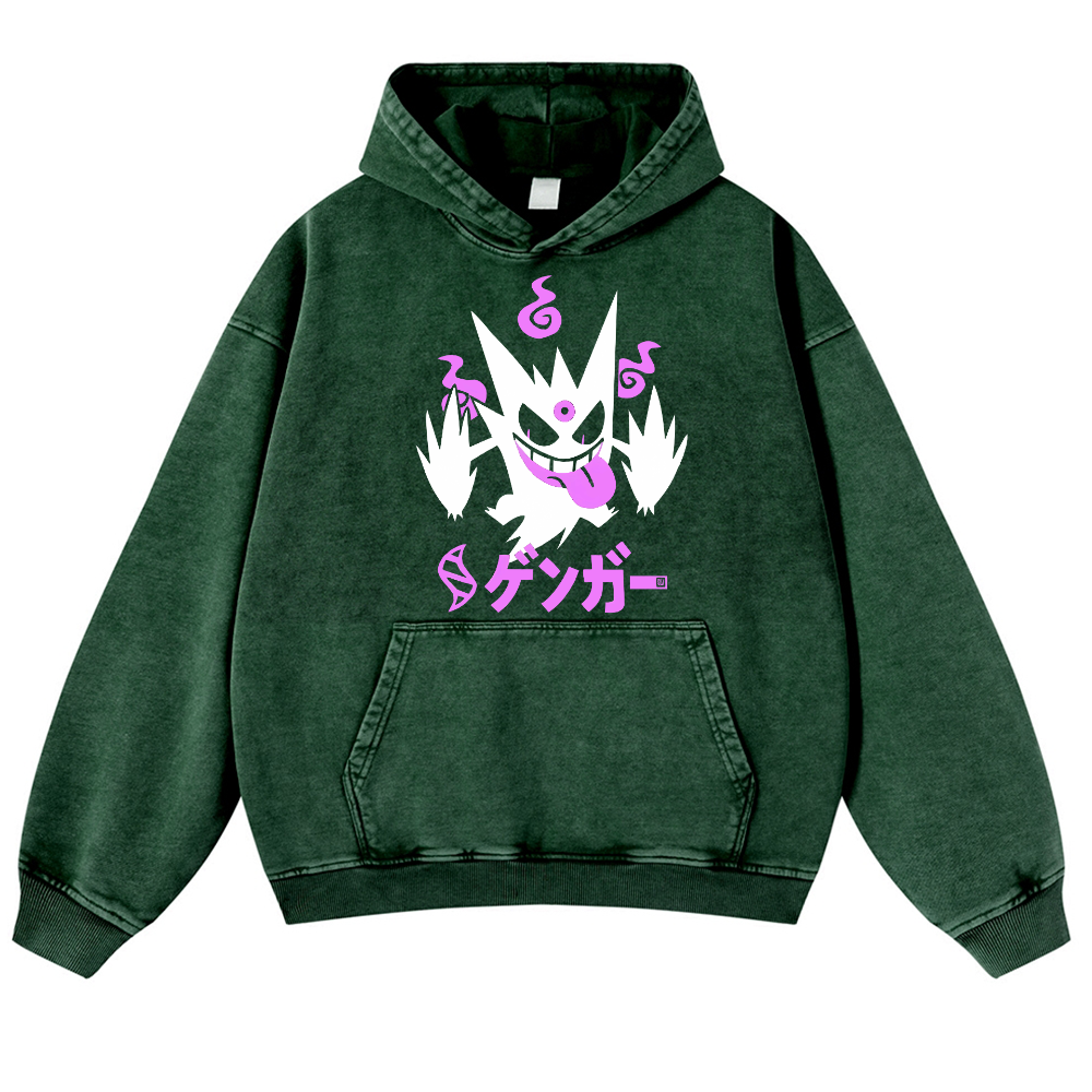 Gengar Vintage Washed Thick Cotton Hoodie