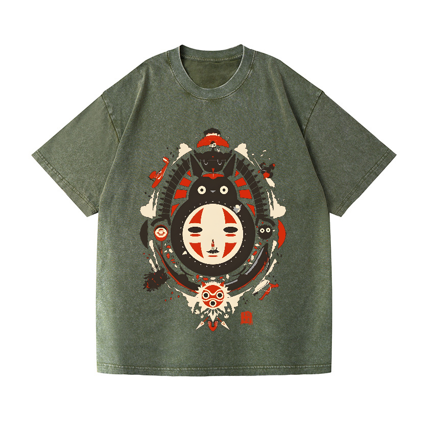 Ghibli Totoro No Face Kaonashi Vintage Wash Japanese Design T-Shirt