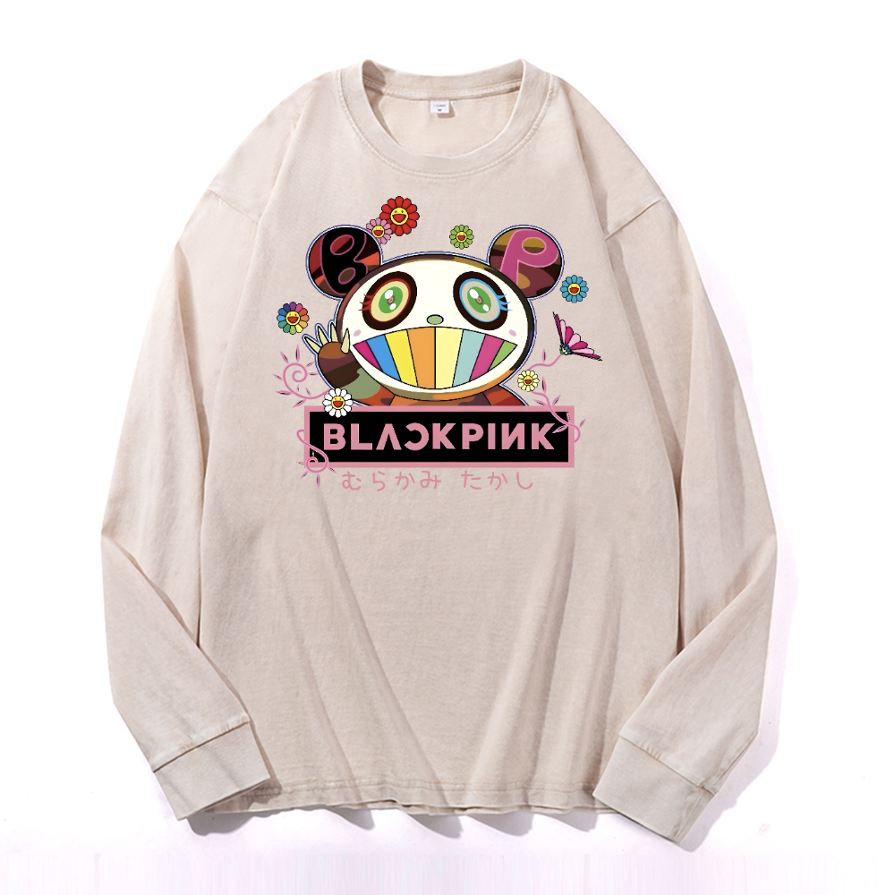 Black Pink TM Vintage Cotton Wash Long-sleeve T-shirt