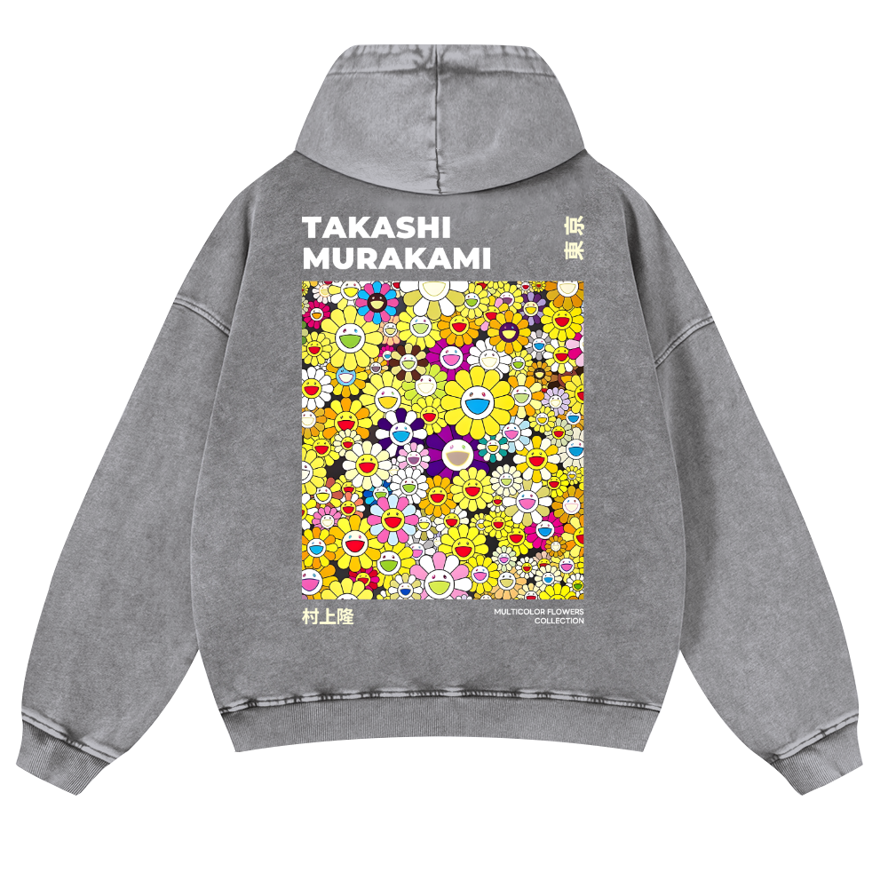 TM Flower Vintage Washed Cotton Back Art Hoodie