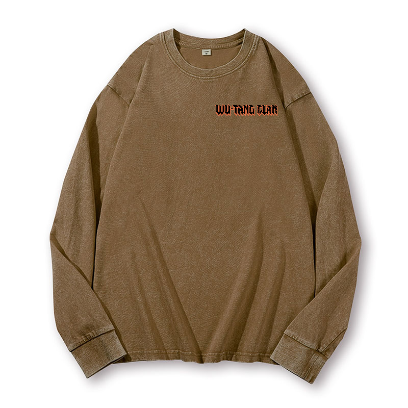 Wu Tang Clan Vintage Washed Cotton Back Art Long-sleeve T-shirt