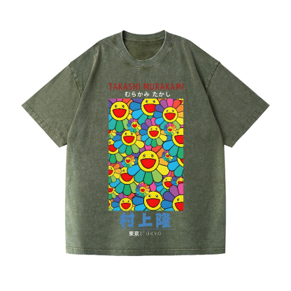 Flower TM Vintage Wash Japanese Design T-Shirt