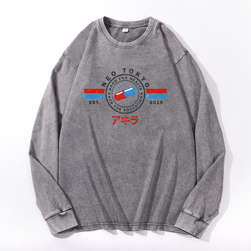 Akira Vintage Cotton Wash Crewneck Sweatshirt