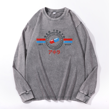 Akira Vintage Cotton Wash Crewneck Sweatshirt
