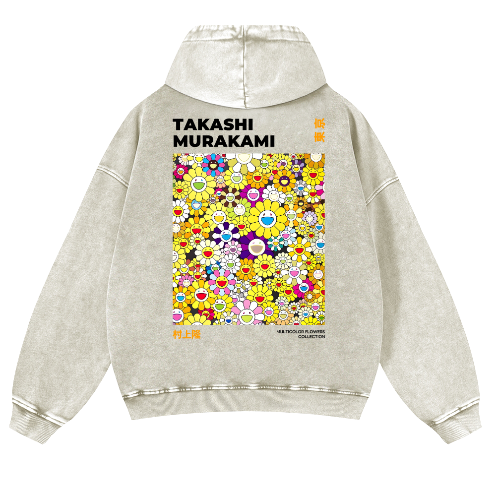 TM Flower Vintage Washed Cotton Back Art Hoodie