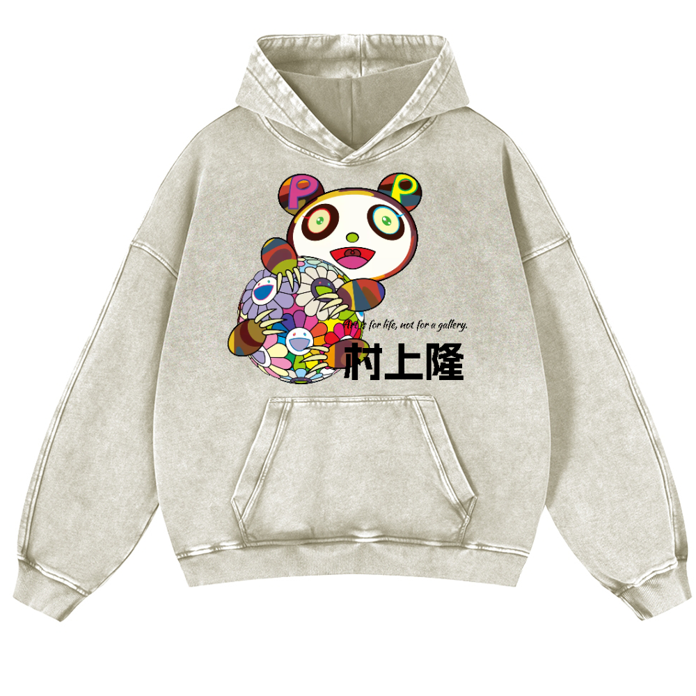 TM Sunflower Panda Vintage Washed Thick Cotton Hoodie