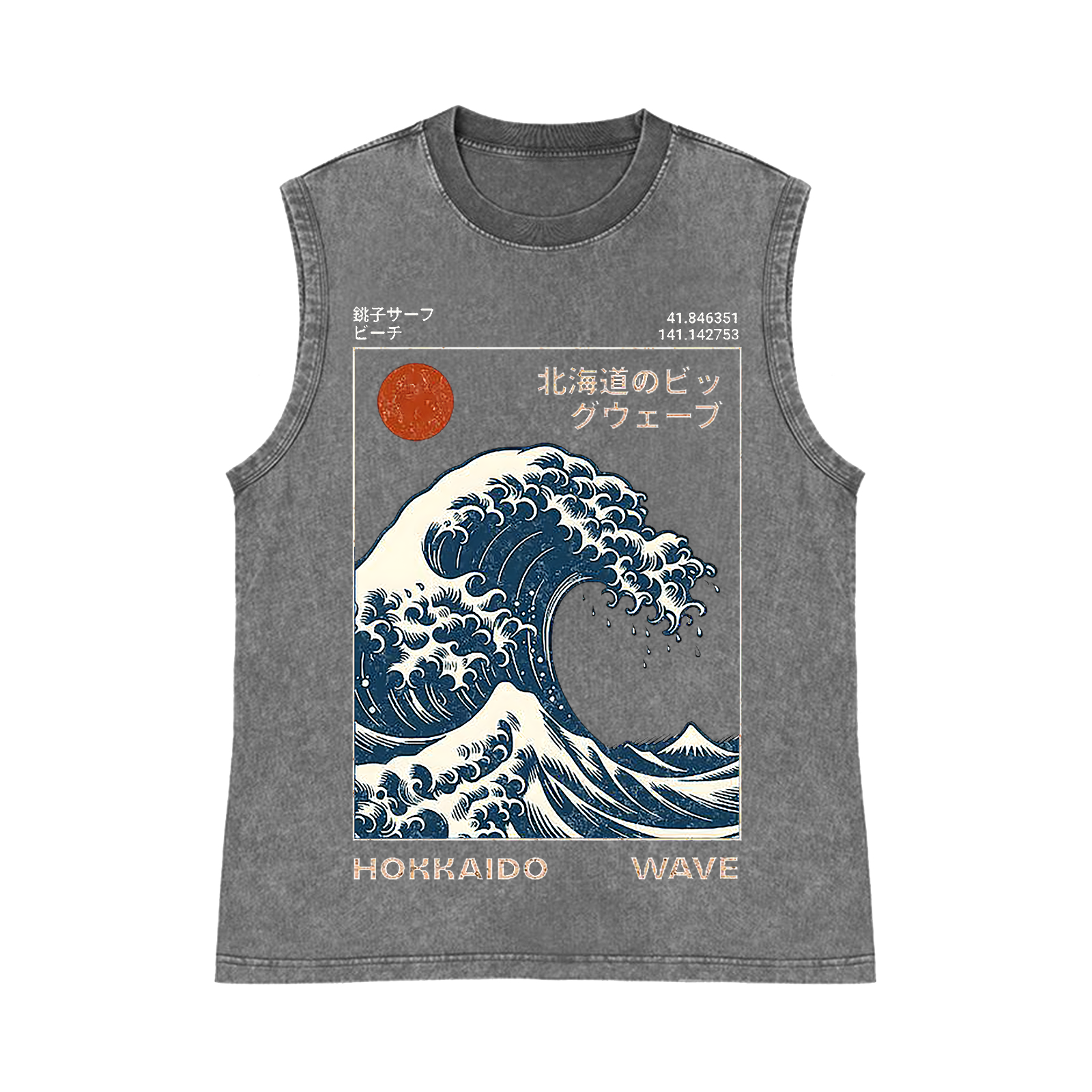 Katsushika Hokusai Pure Cotton Wash-Dyed Sleeveless Tank Top