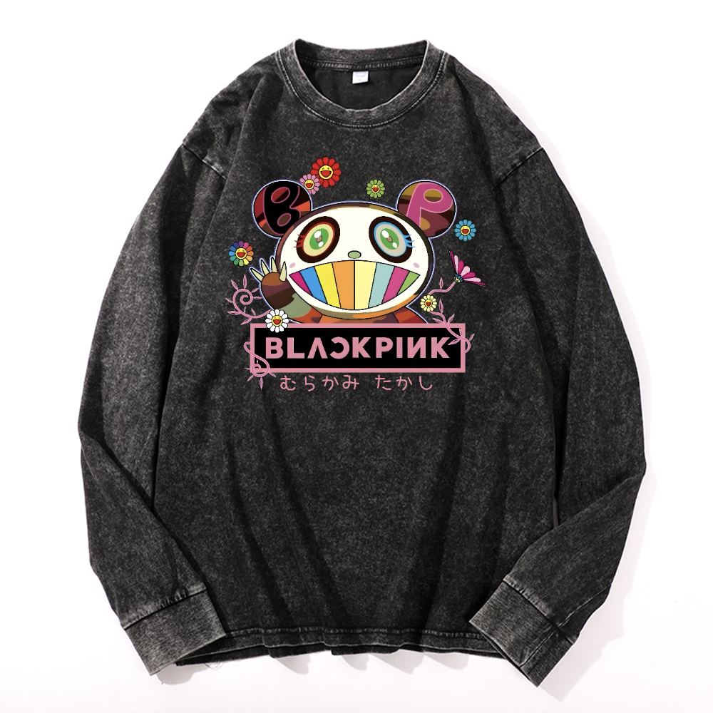 Black Pink TM Vintage Cotton Wash Long-sleeve T-shirt