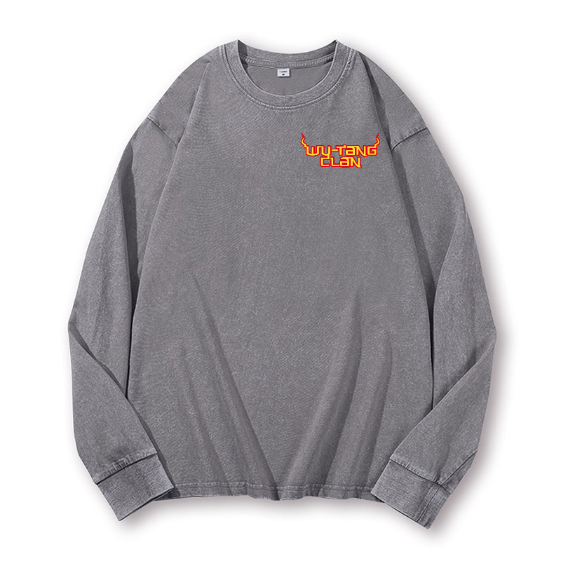 Wu Tang Clan Vintage Washed Cotton Back Art Long-sleeve T-shirt