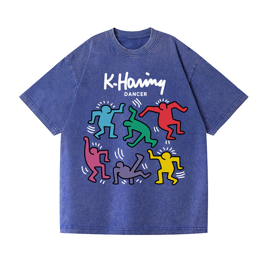 Kaith Haring Dancer Vintage Wash Japanese Design T-Shirt