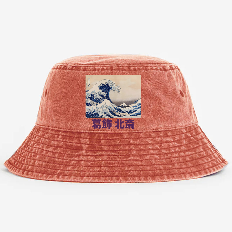Katsushika Hokusai Great Wave Vintage 100% Cotton Bucket Hat