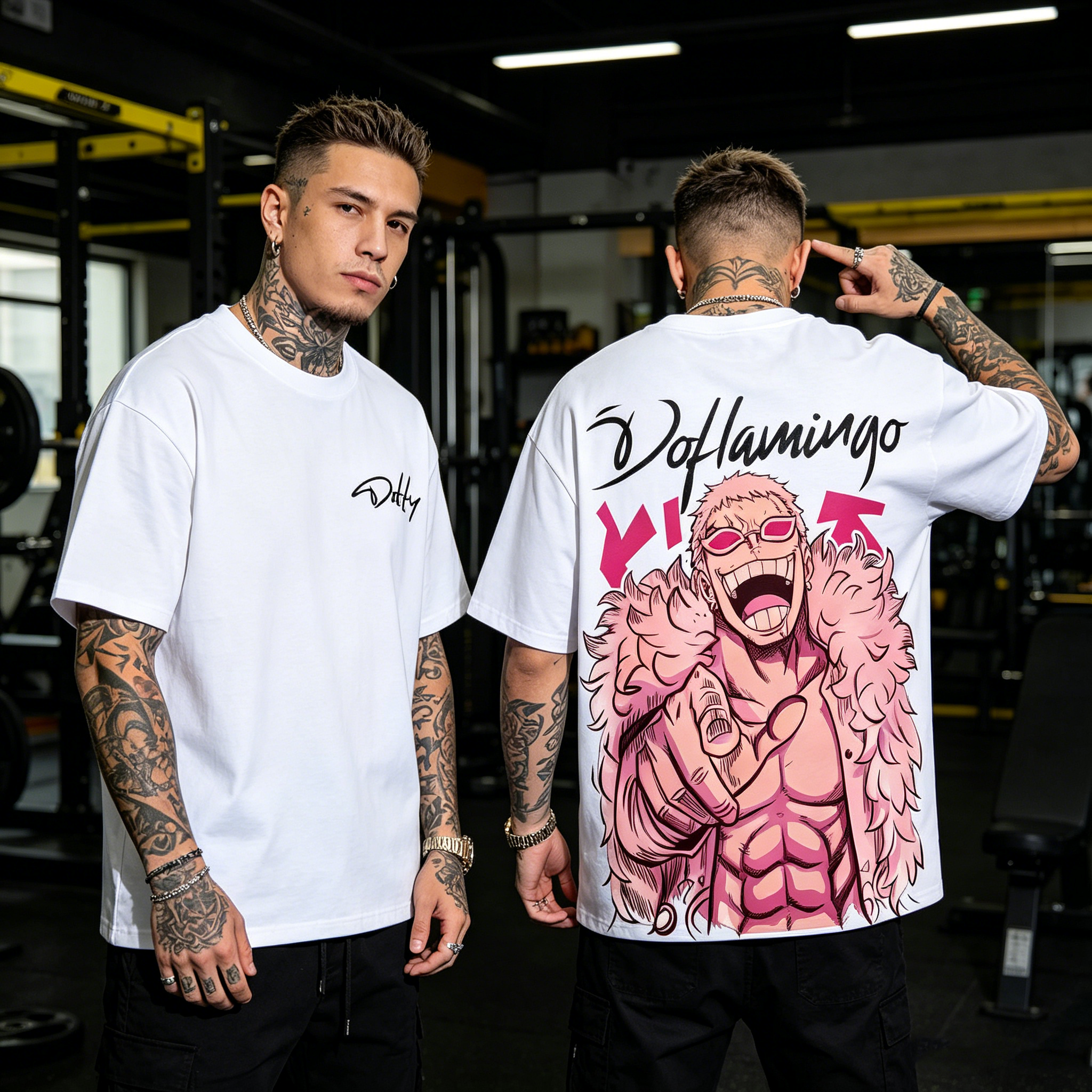 One Piece Flamingo Back Art Cotton Tee