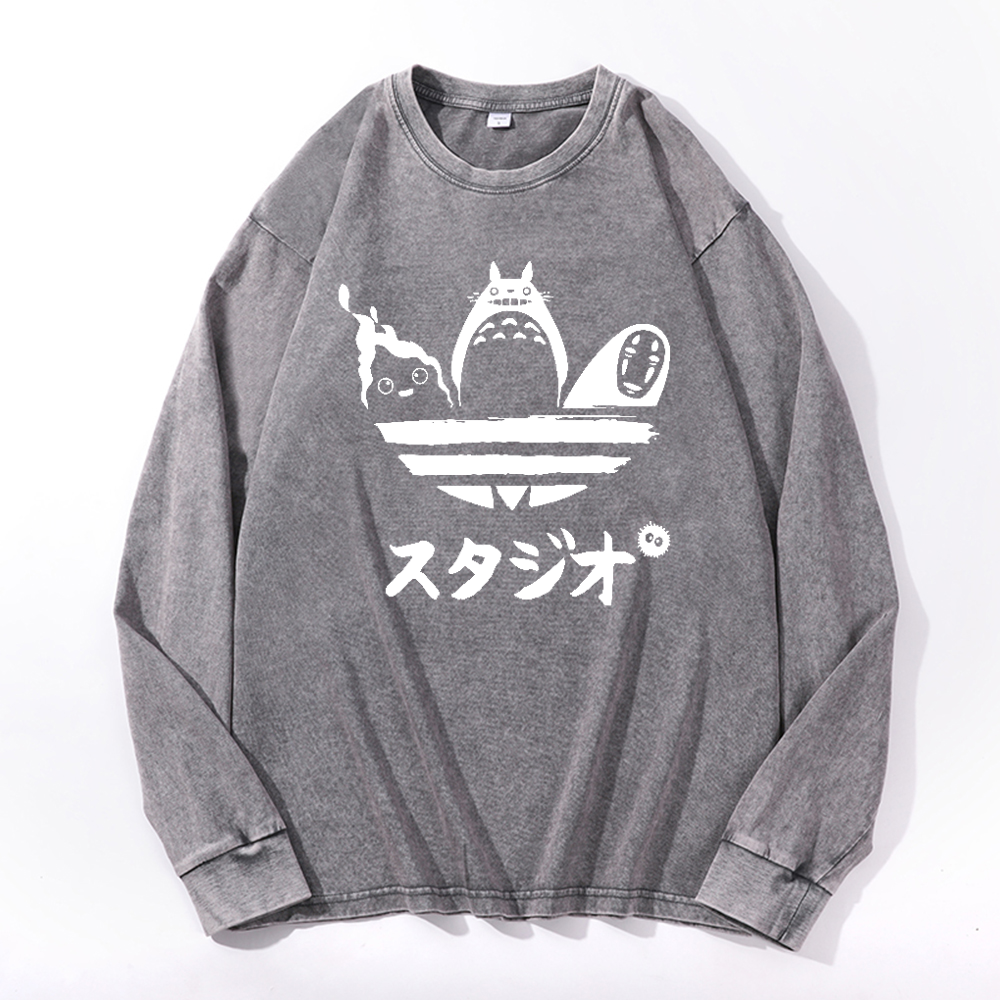 Ghibli Vintage Cotton Wash Crewneck Sweatshirt