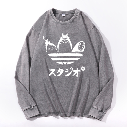 Ghibli Vintage Cotton Wash Crewneck Sweatshirt