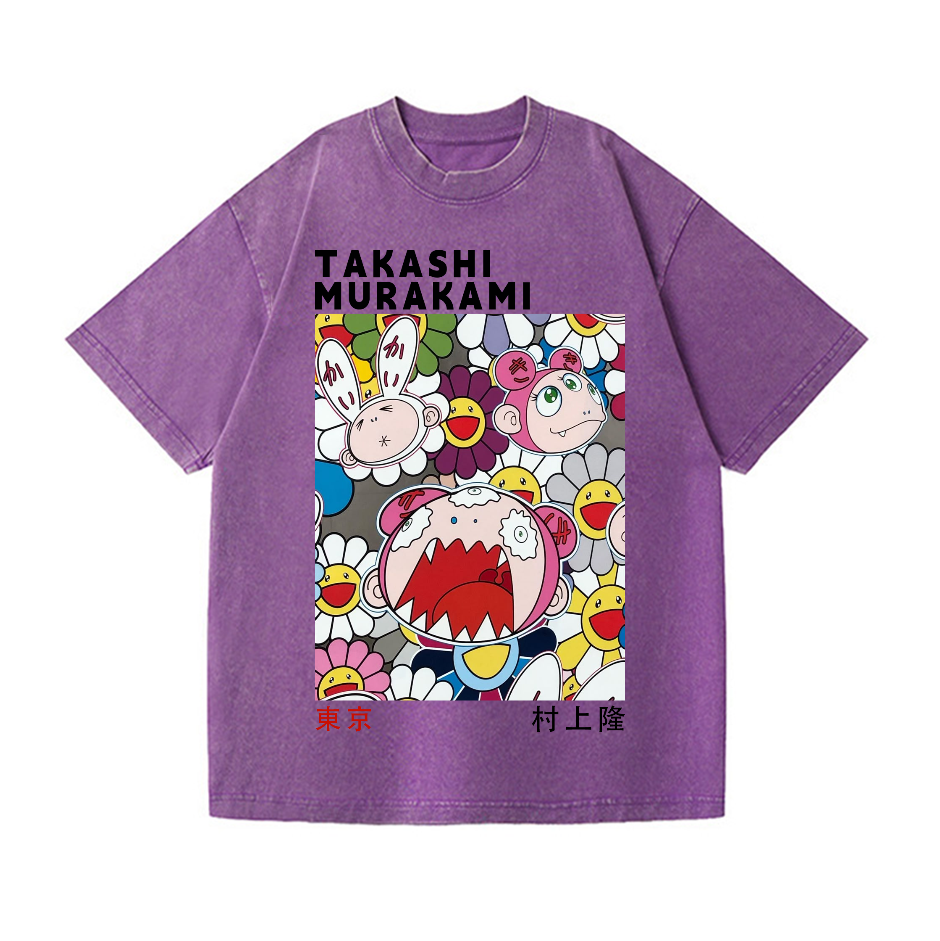 Rabbit Flower TM Vintage Wash Japanese Design T-Shirt