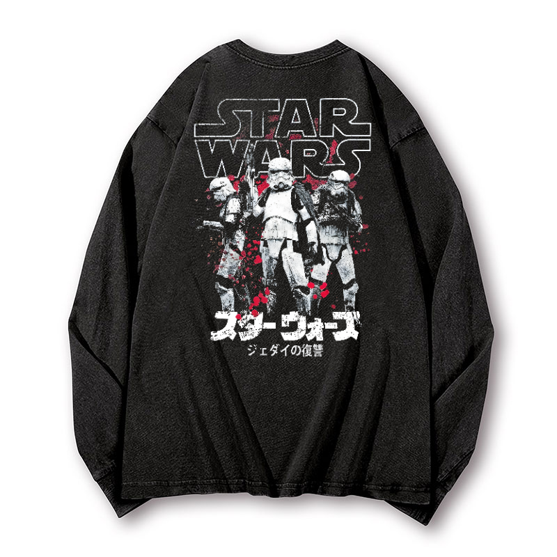 Star Wars Storm Trooper Vintage Washed Cotton Back Art Long-sleeve T-shirt