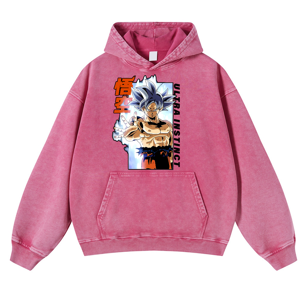 DB Son Goku Ultra Instinct Vintage Washed Thick Cotton Hoodie