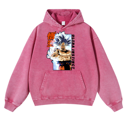 DB Son Goku Ultra Instinct Vintage Washed Thick Cotton Hoodie