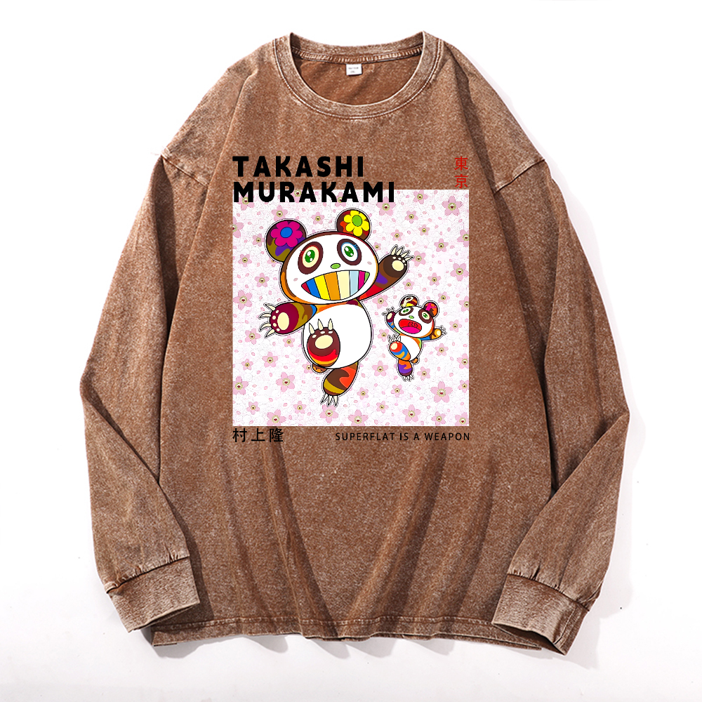 Panda TM Vintage Cotton Wash Long-sleeve T-shirt