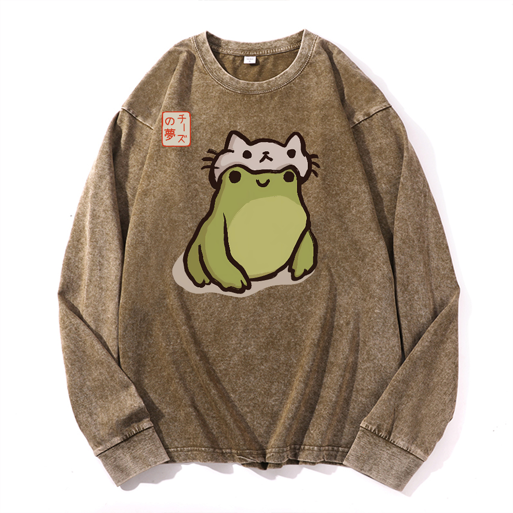 Matsumoto Hoji Frog Vintage Cotton Wash Crewneck Sweatshirt