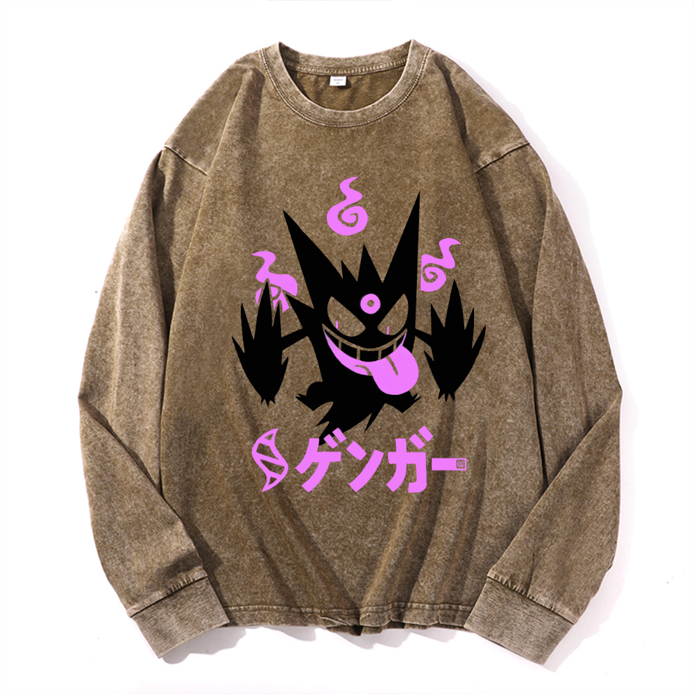 Gengar Vintage Cotton Wash Crewneck Sweatshirt